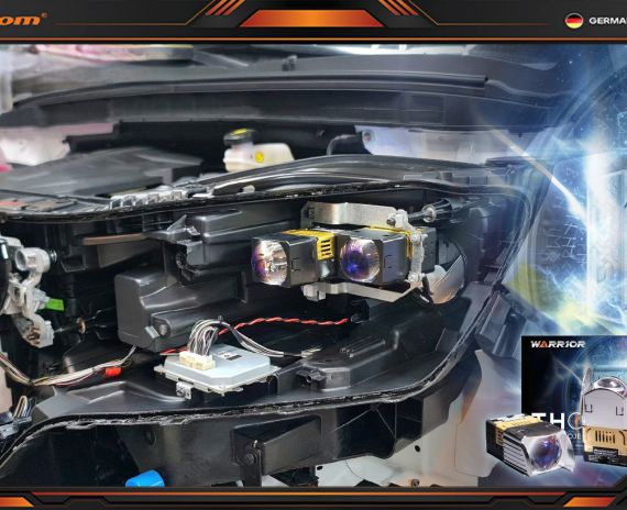 Độ đèn Kia Carnival - bi laser Thor & bi led gầm Eagle F-light