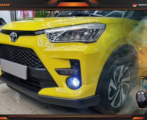 Độ đèn bi gầm Toyota Raize 2023 Eagle f-light